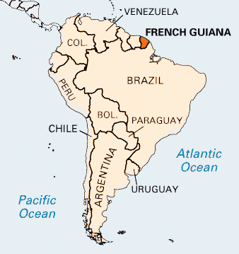 South America French Guiana Map